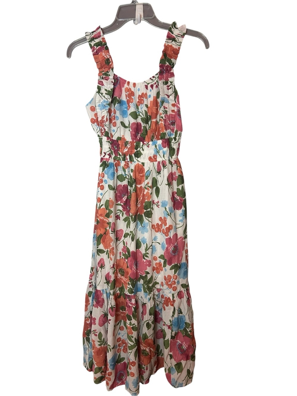 abercrombie kids White Maxi Dress with Floral Print size 13 14